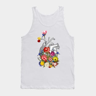 anatomical heart with colorful flowers Tank Top